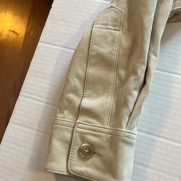 New-banana republic-S-tan(stone)-heritage suede shirt/jacket(Shacket) luxurious - Picture 13 of 16